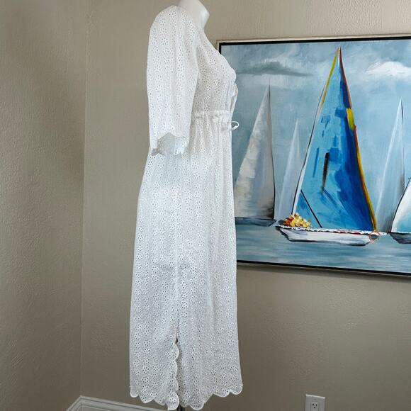 TORY BURCH Broderie Anglaise V-Neck Dress size small petite - Picture 4 of 9